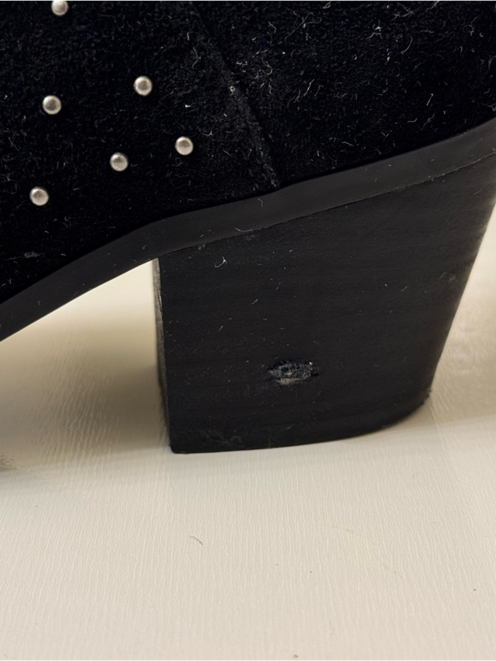Lucky Brand Black Leather Berlenna Studded Peep Toe Booties Size 7m - Picture 4 of 9